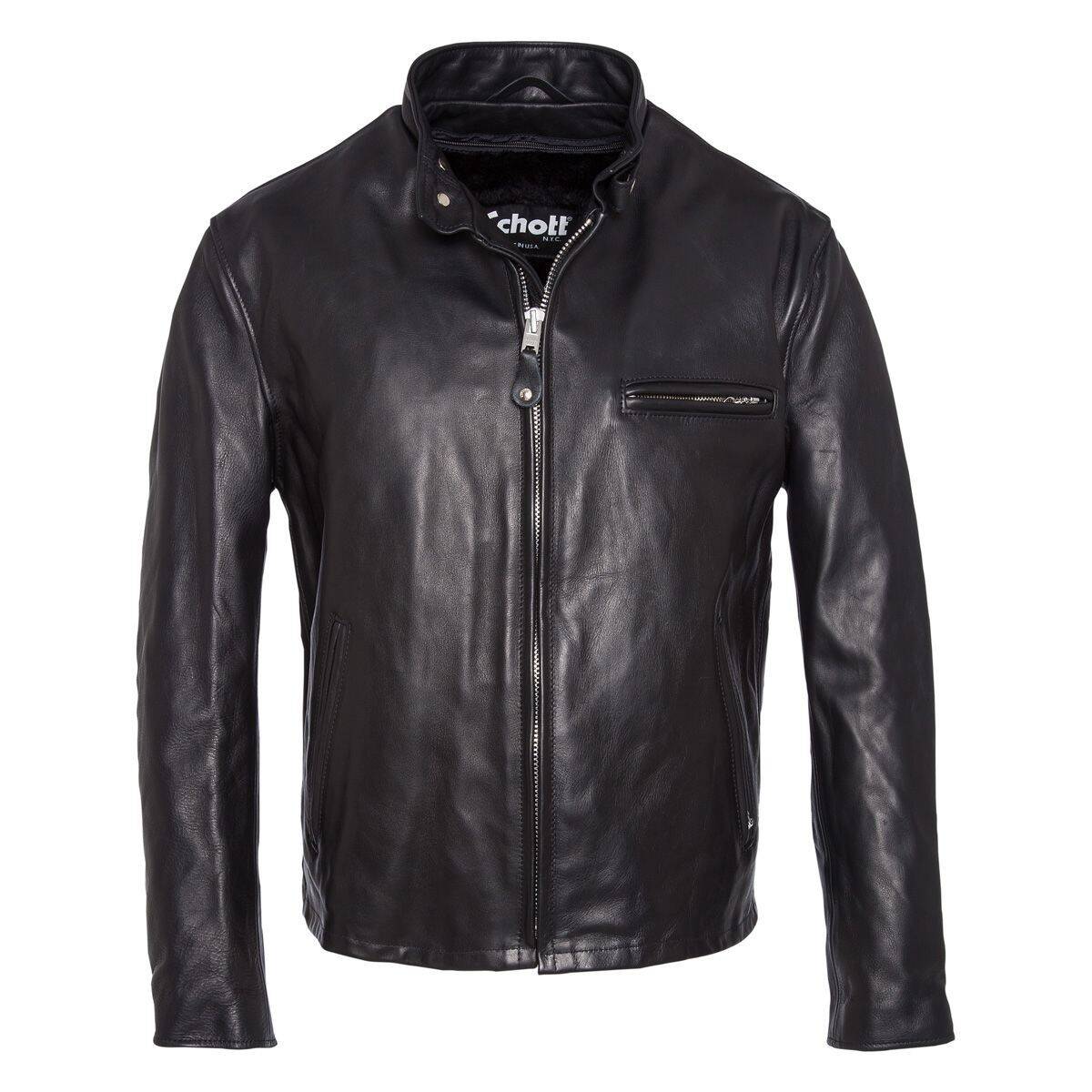 blouson cuir homme motard schott 141 noir