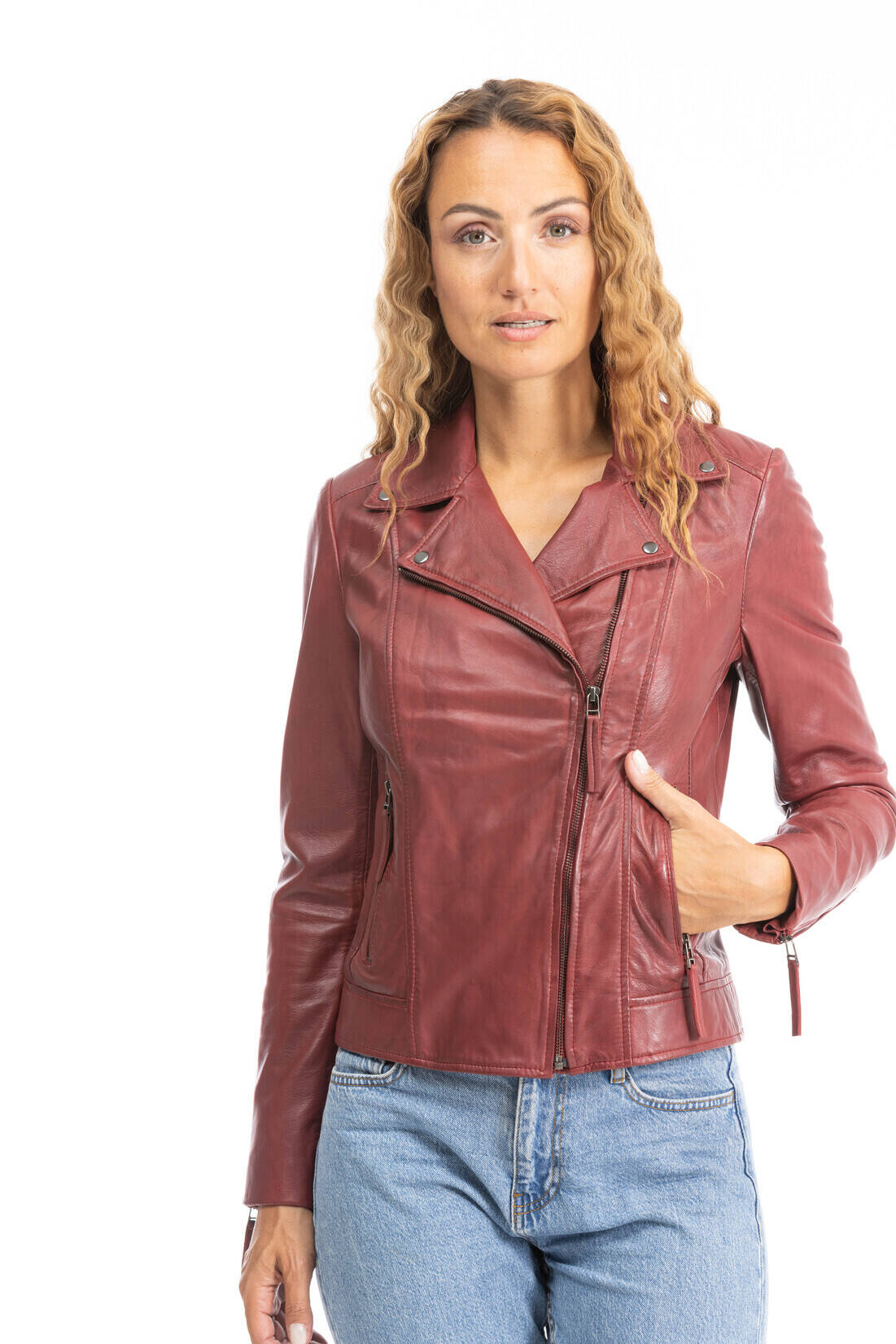 blouson cuir bella rouge (2)