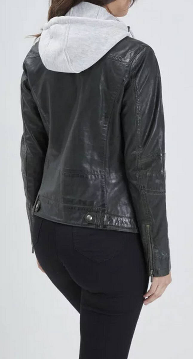 blouson cuir femme � capuche rose garden 102124 (2)