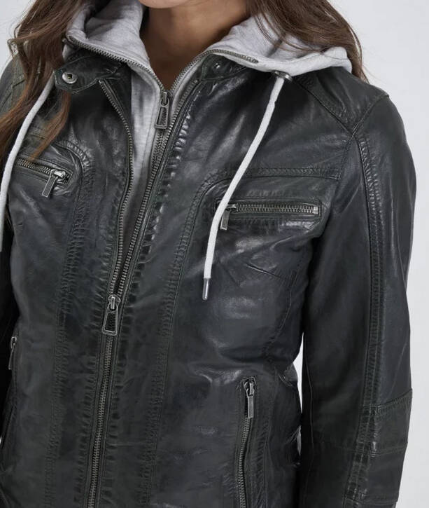 blouson cuir femme � capuche rose garden 102124 (3)