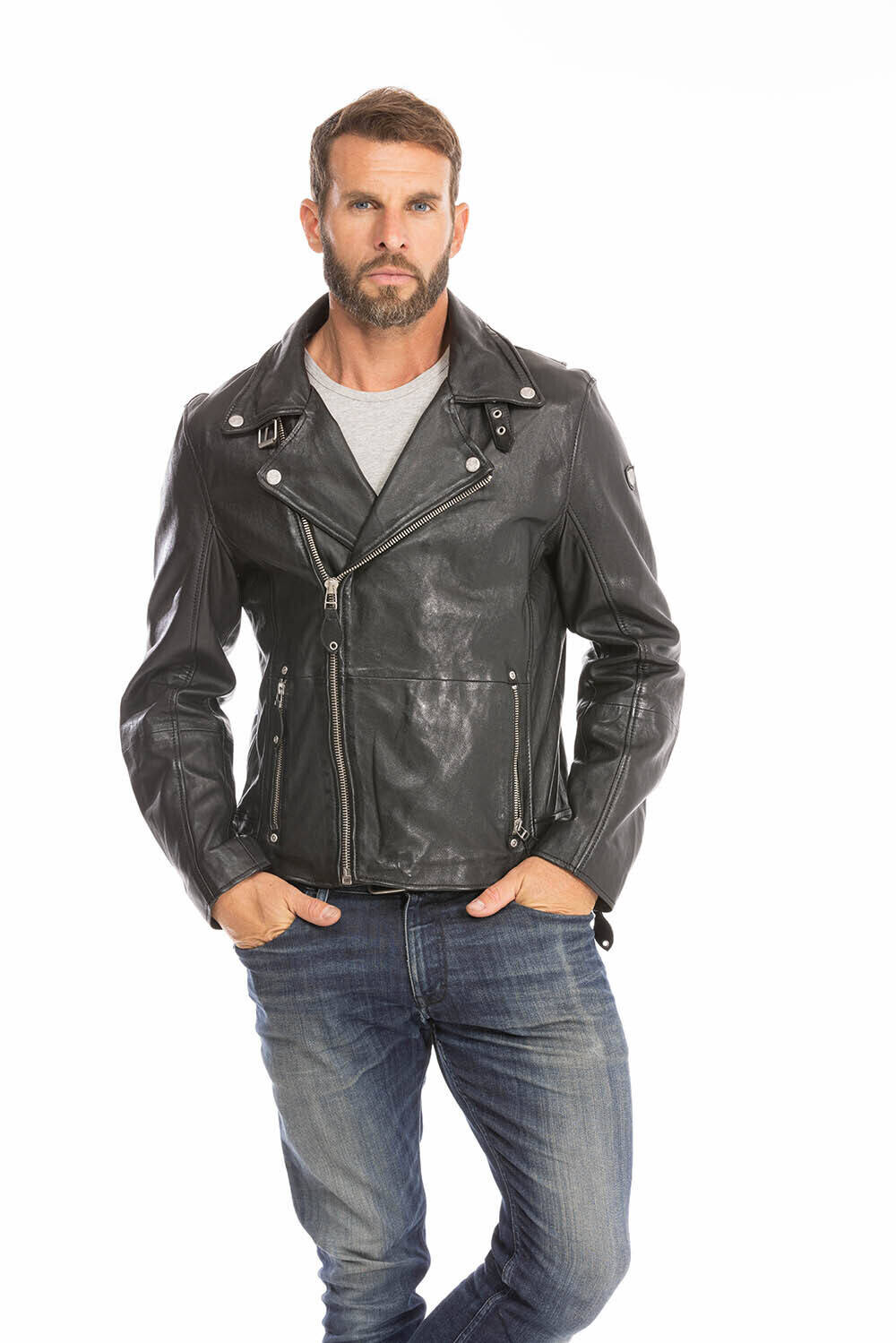 blouson cuir homme agneau noir mavric style perfecto (10)