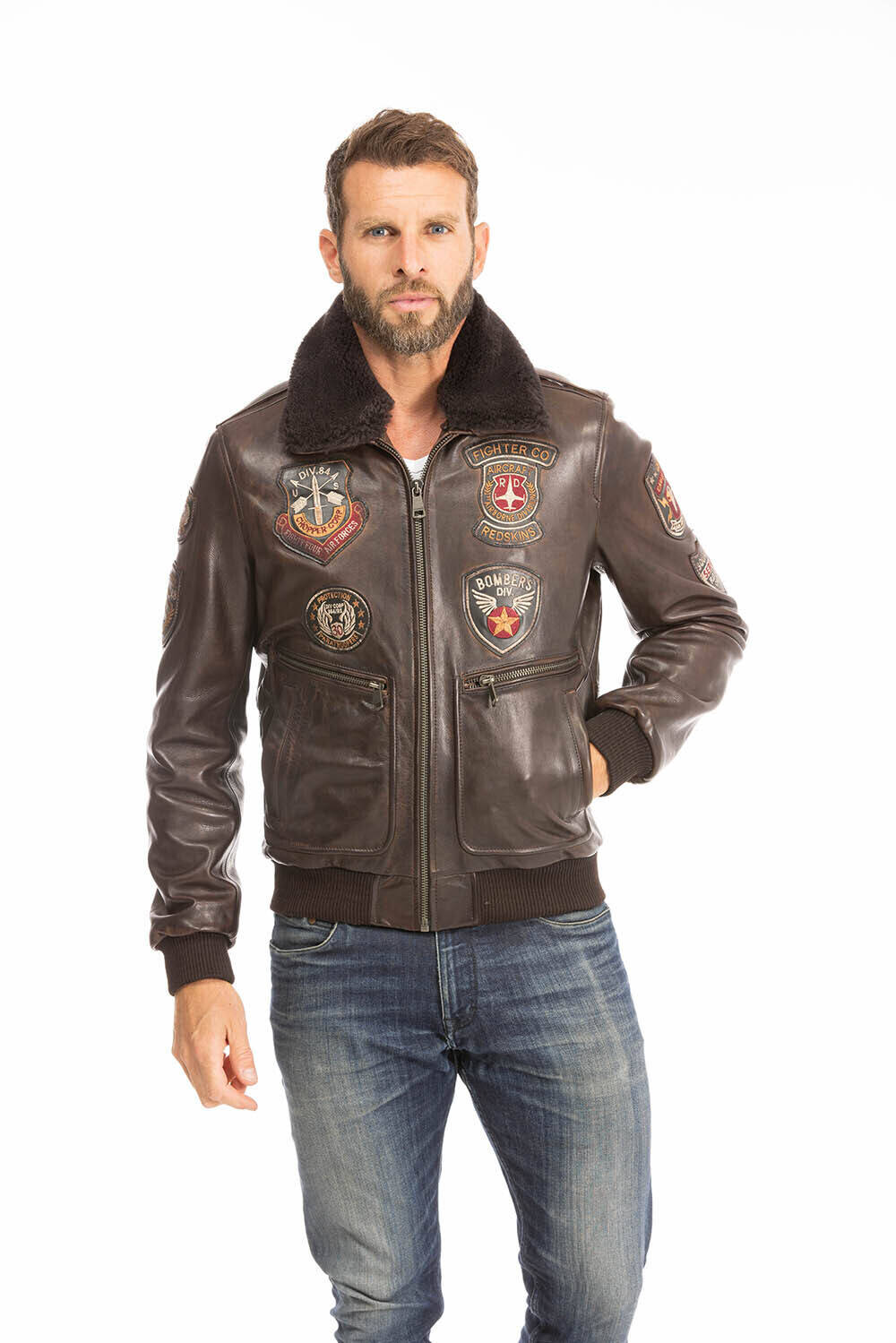 blouson cuir homme marron avia style pilote aviateur (9)