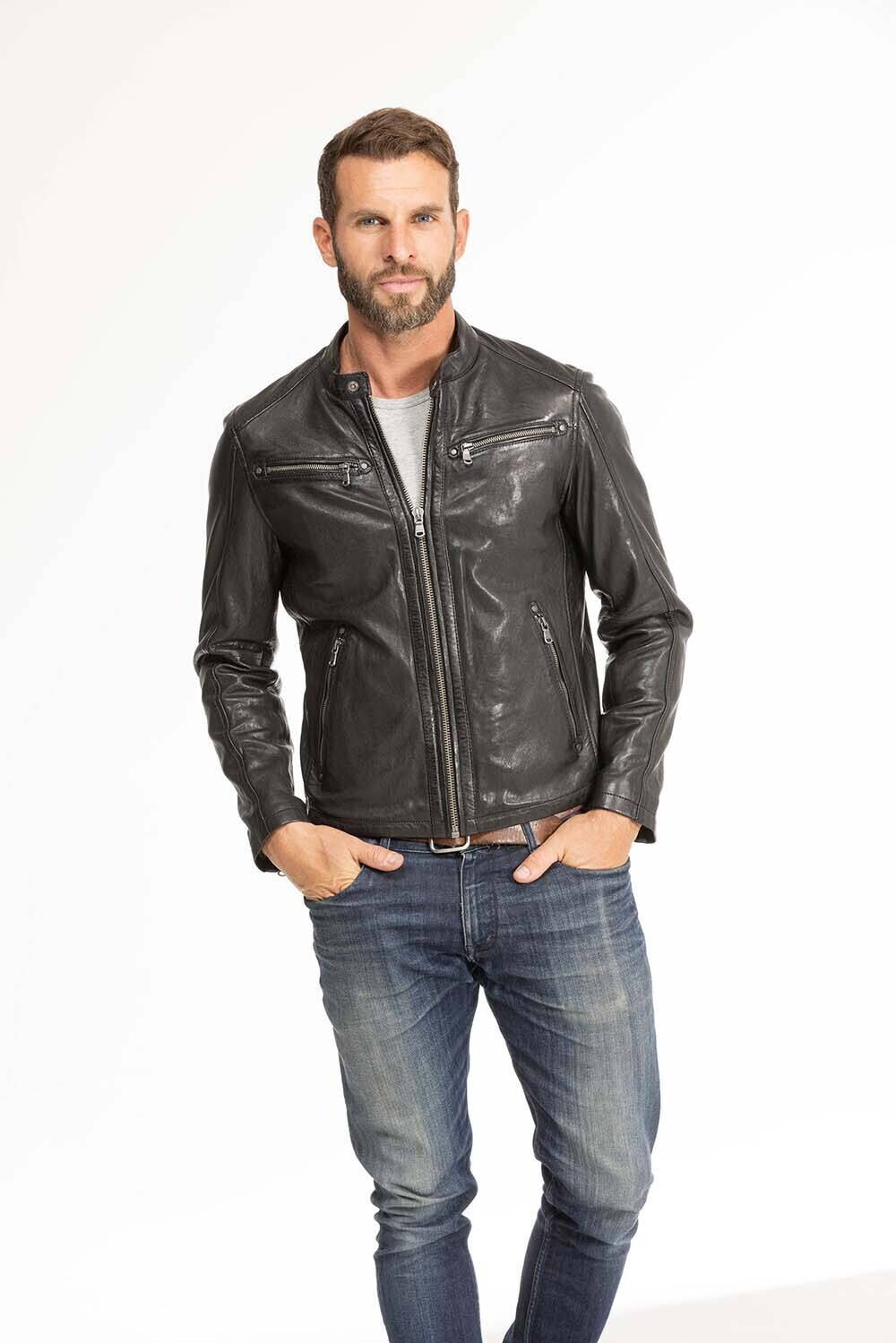 blouson cuir homme noir Gafi  (13)