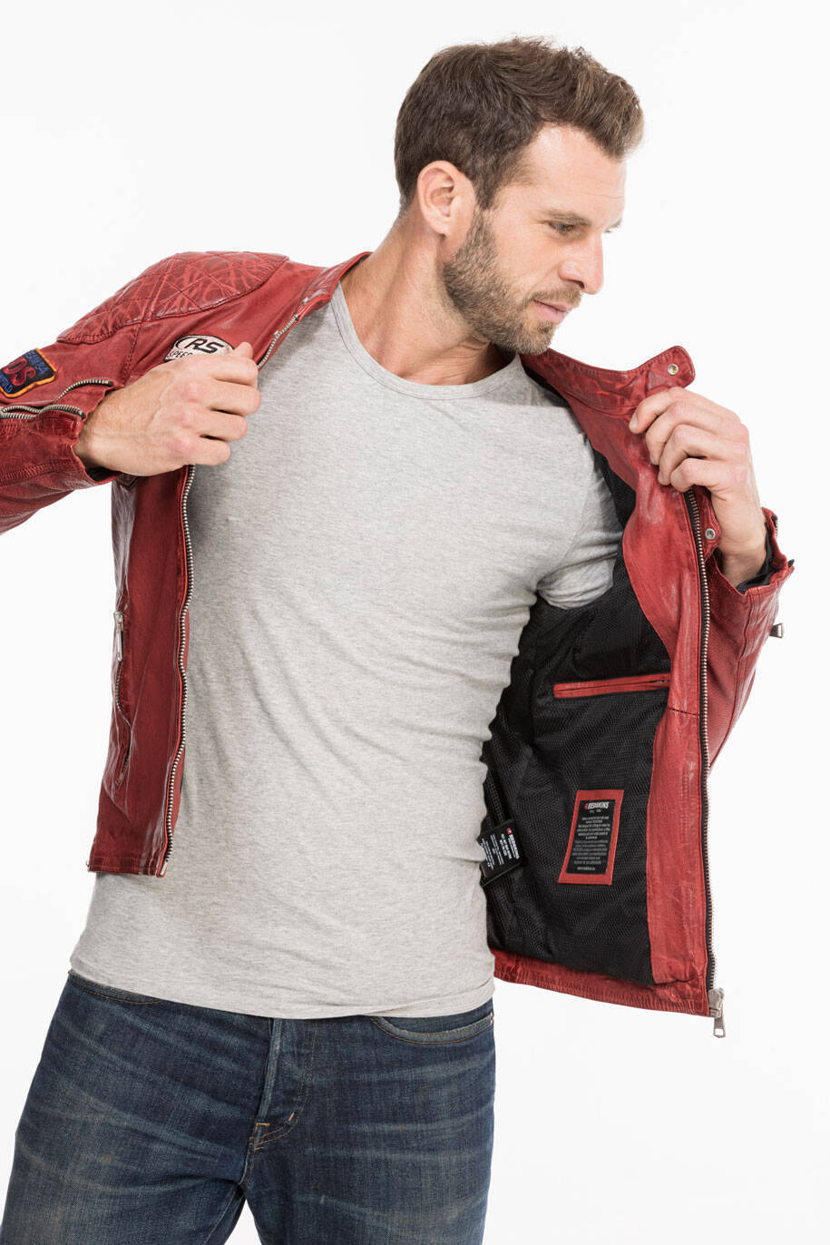 blouson cuir homme redkins rouge r�f 132 (11)