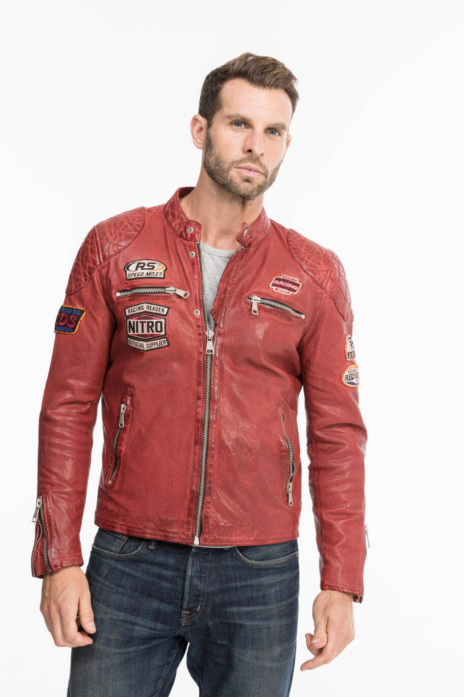 blouson cuir homme redkins rouge r�f 132 (5)