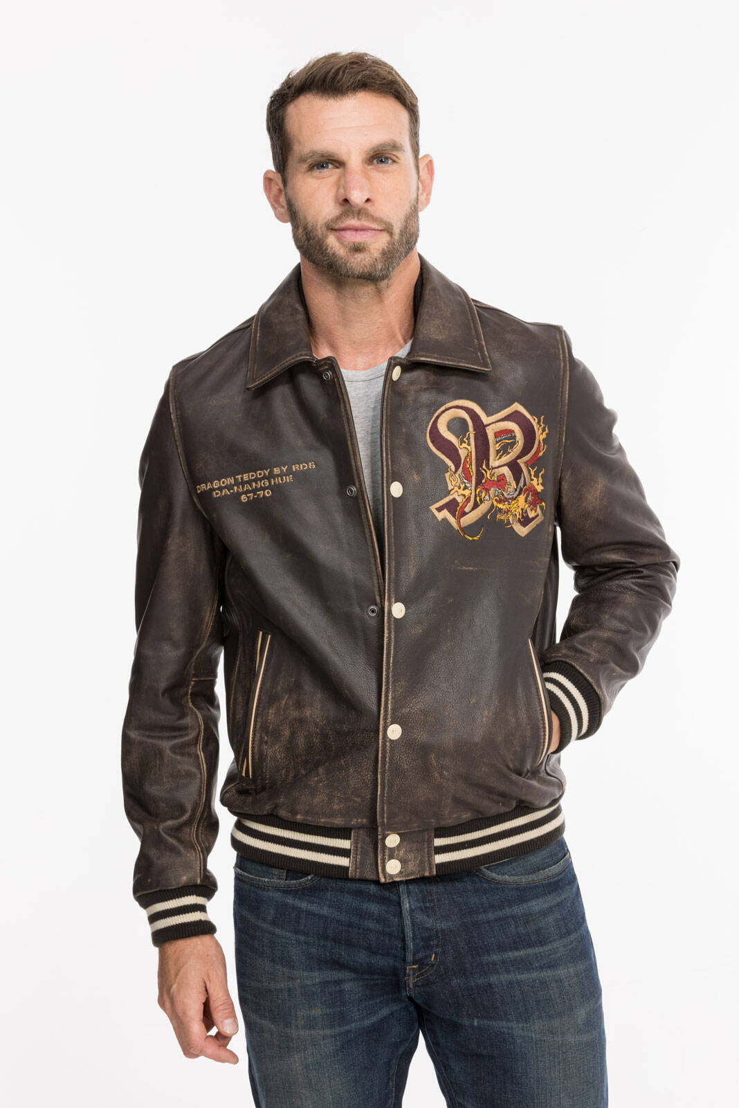 blouson cuir homme redskins marron r�f 134 dragon (1)
