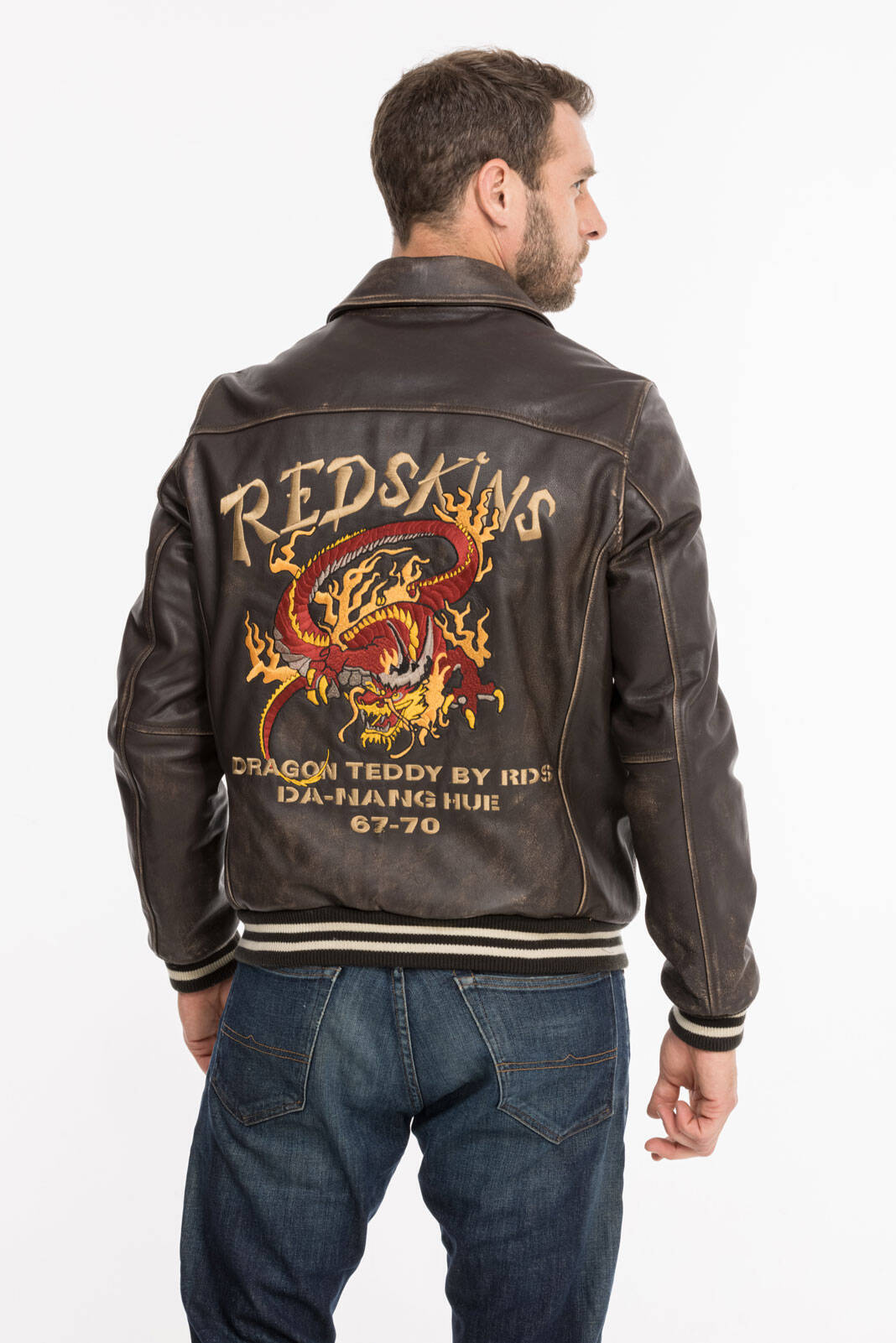 blouson cuir homme redskins marron r�f 134 dragon (8)