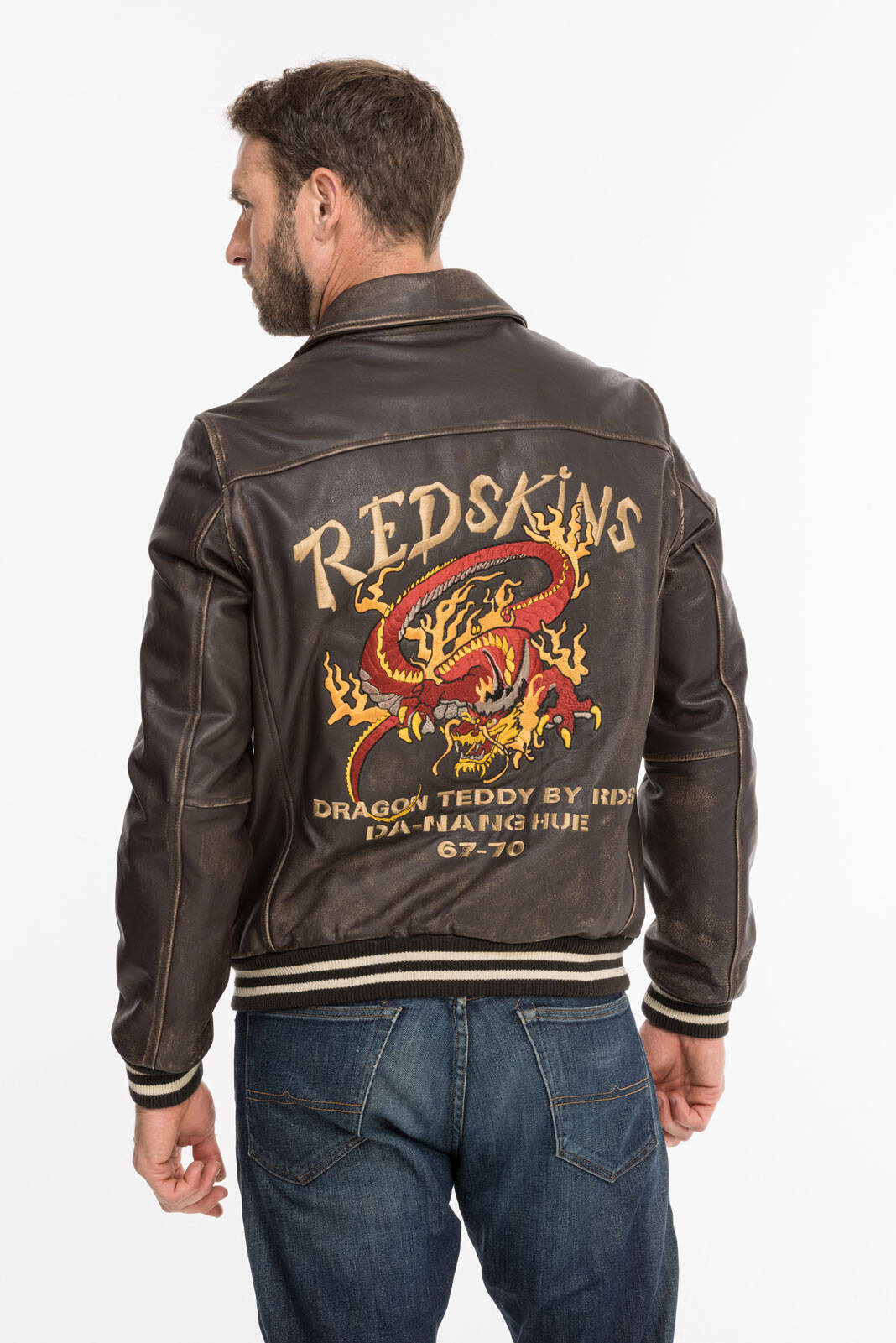 blouson cuir homme redskins marron r�f 134 dragon (9)