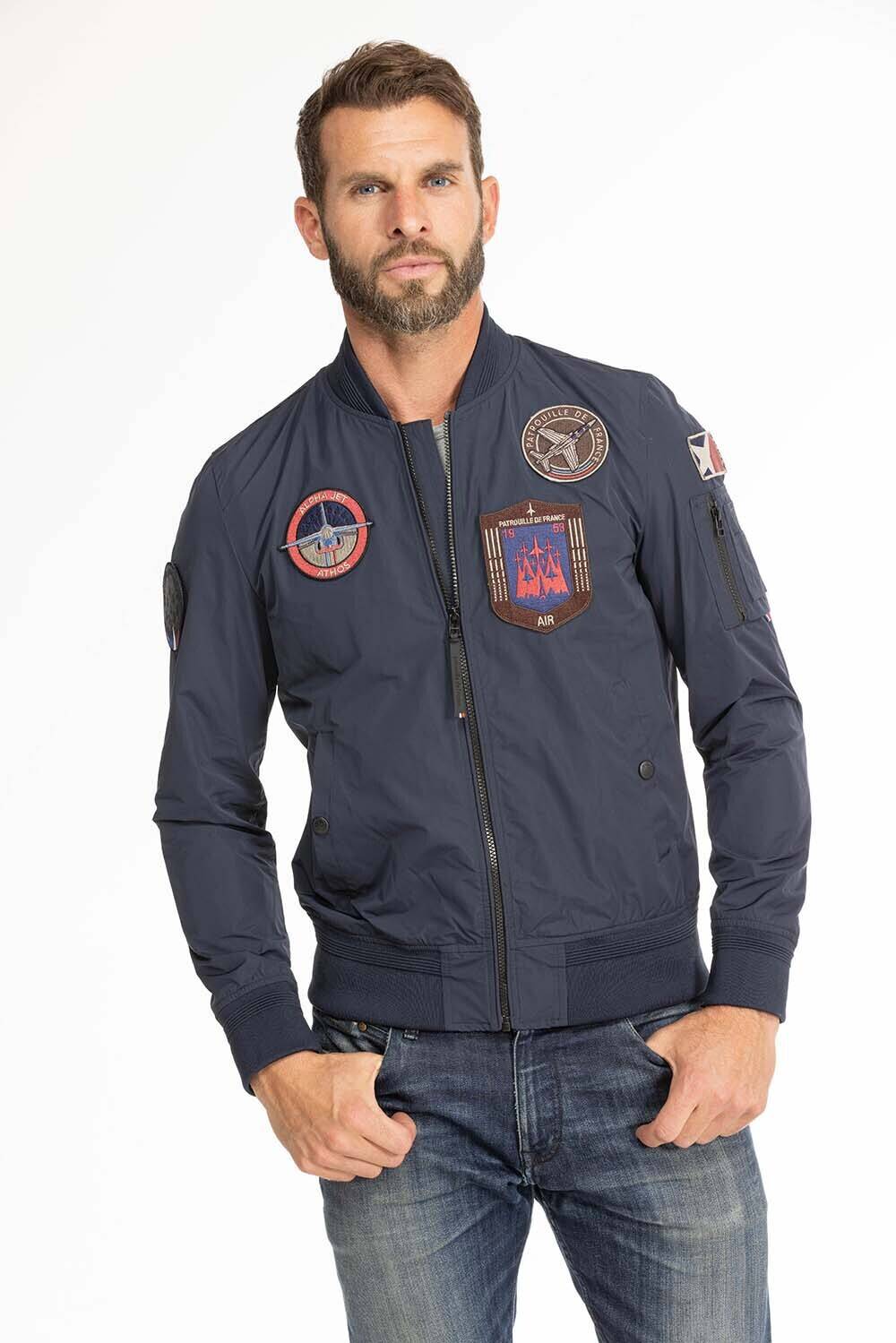 blouson cuir homme tissu patrouille de france raptor navy (10)
