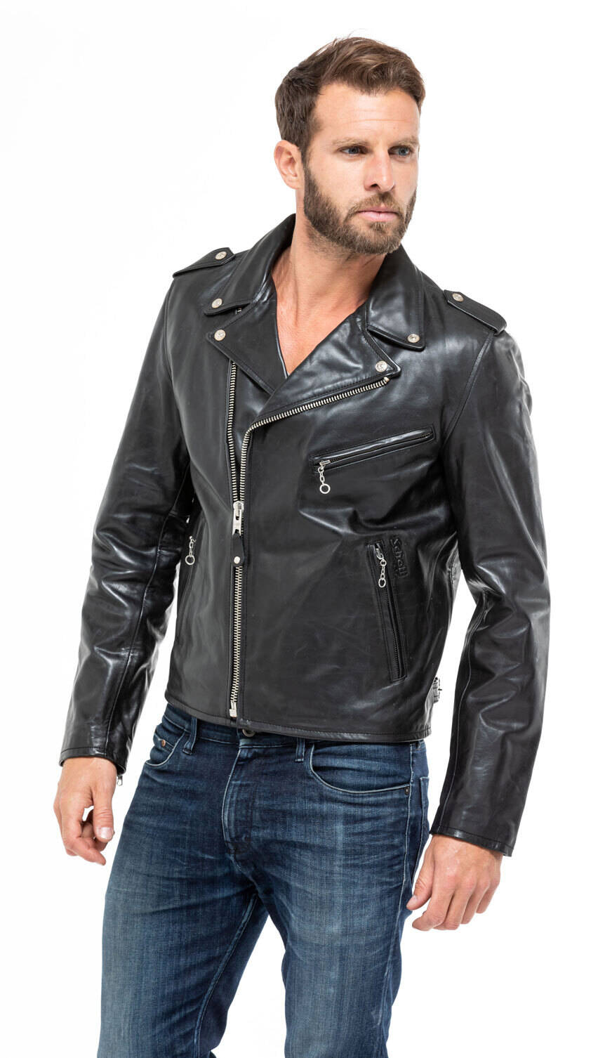 blouson cuir homme vachette noir lc 1140icon perfecto schott mannequin (6)