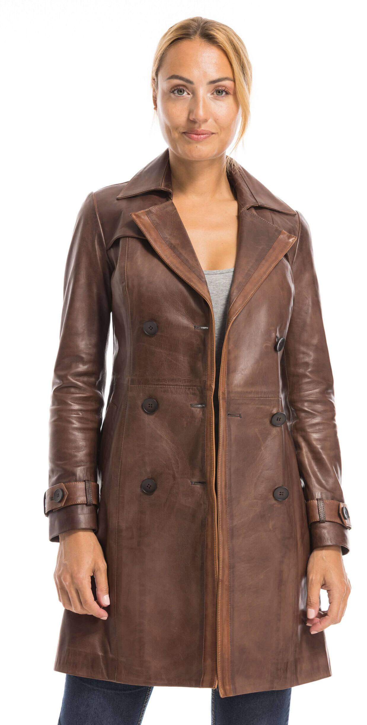 Donna pelle leather best sale coat