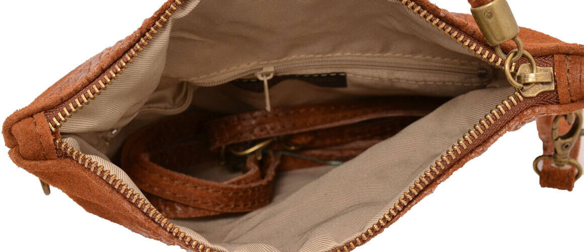 Pochette cuir vachette marron clair sac cuir tecla  doublure