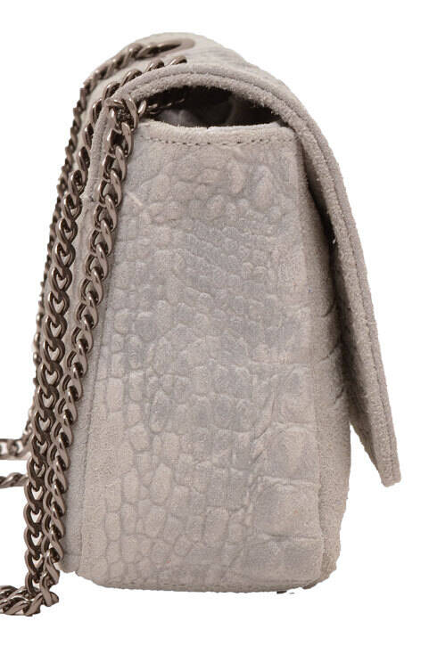 Sac cuir femme gris clair MIRANDA biais