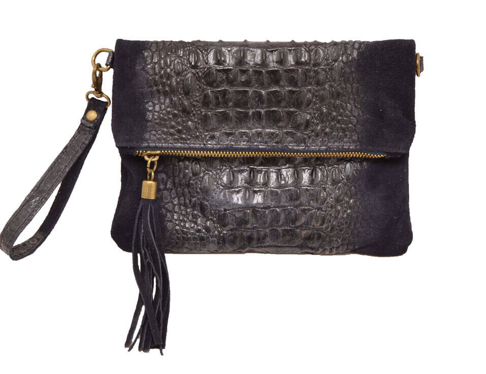 Sac cuir femme vachette pochette cuir tecla blue face