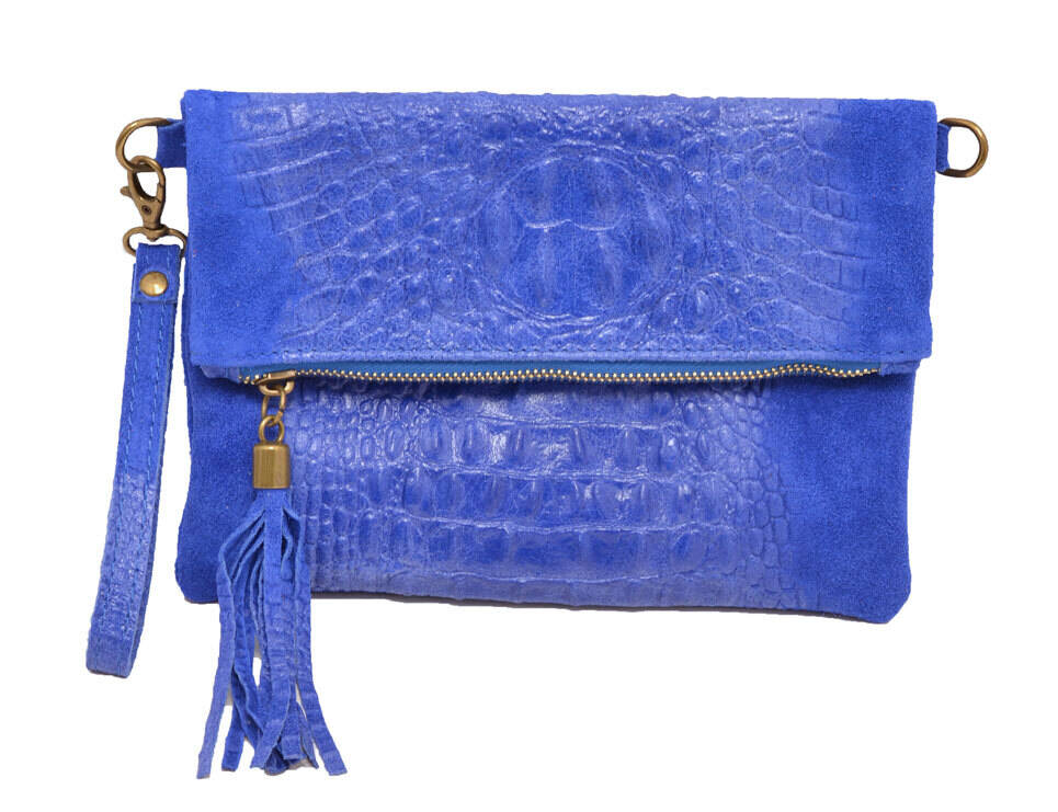 Sac cuir femme vachette pochette cuir tecla bluette  face