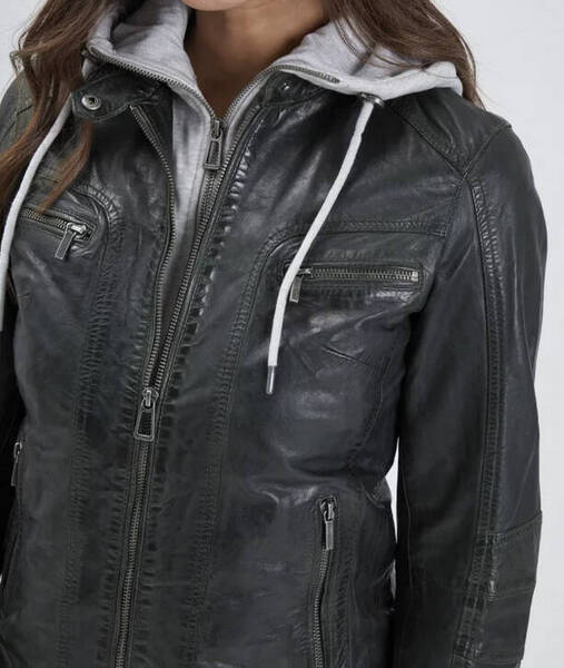 blouson cuir femme � capuche rose garden 102124 (3)