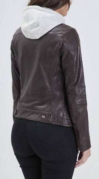 blouson cuir femme � capuche rose garden 102124 (8)