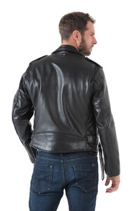 Blouson cuir homme noir schott 118 perfecto cuir à ceinture rigide vachette mythique dos