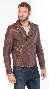 blouson cuir homme style biker perfecto 101485 cognac foncé  (3)