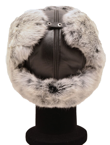 chapka cuir + fourrure lapin noir gris argenté emil (3)