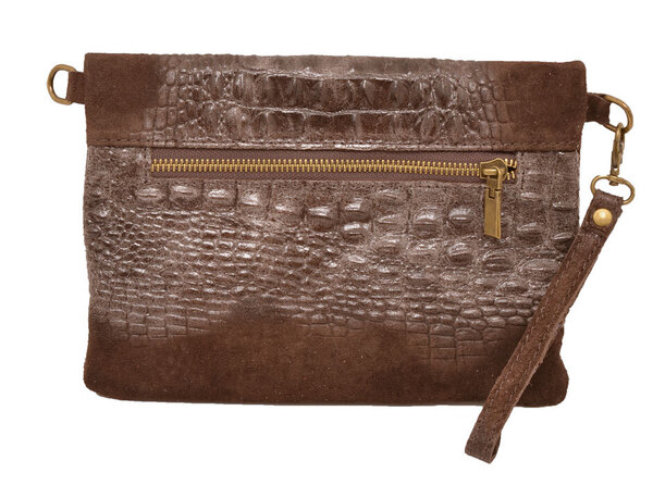 Pochette cuir vachette dark brown tecla dos