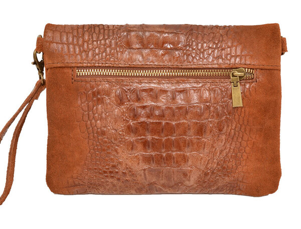 Pochette cuir vachette marron clair sac cuir tecla  dos