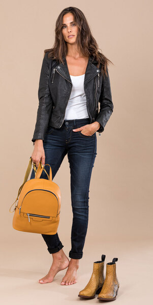 sac à main style sac à dos jaune cuir vachette zaira  + boots 308