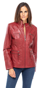Veste cuir femme demi longueur teija rouge (1)