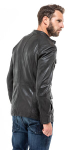 veste cuir homme agneau noir 9157 demi longueur sportwear mannequin (4)