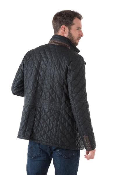 Veste cuir homme E09 demi longeur moderne travaille surpiqures esprit blazer elegant dos