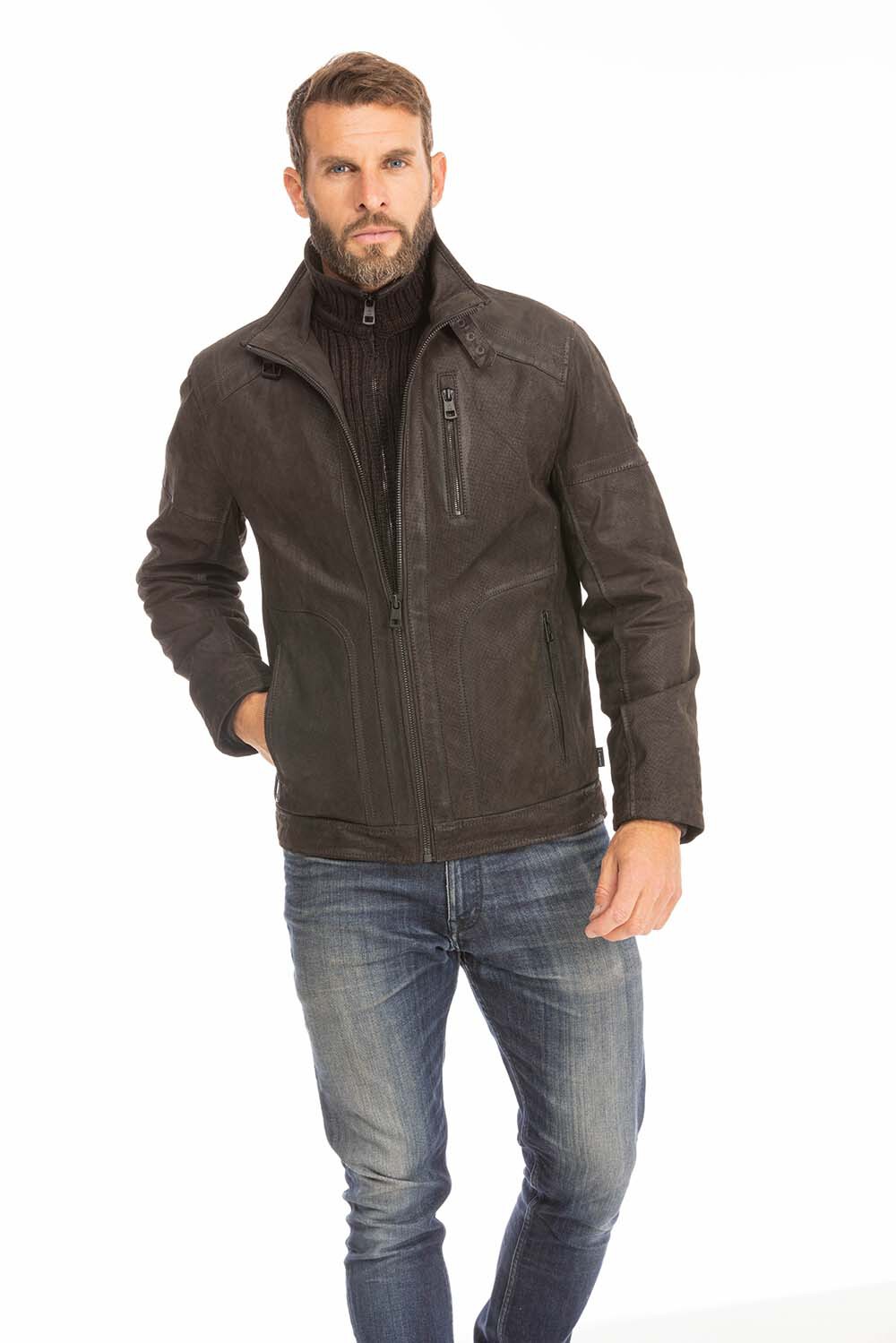 veste cuir homme franck noir marron  (12)