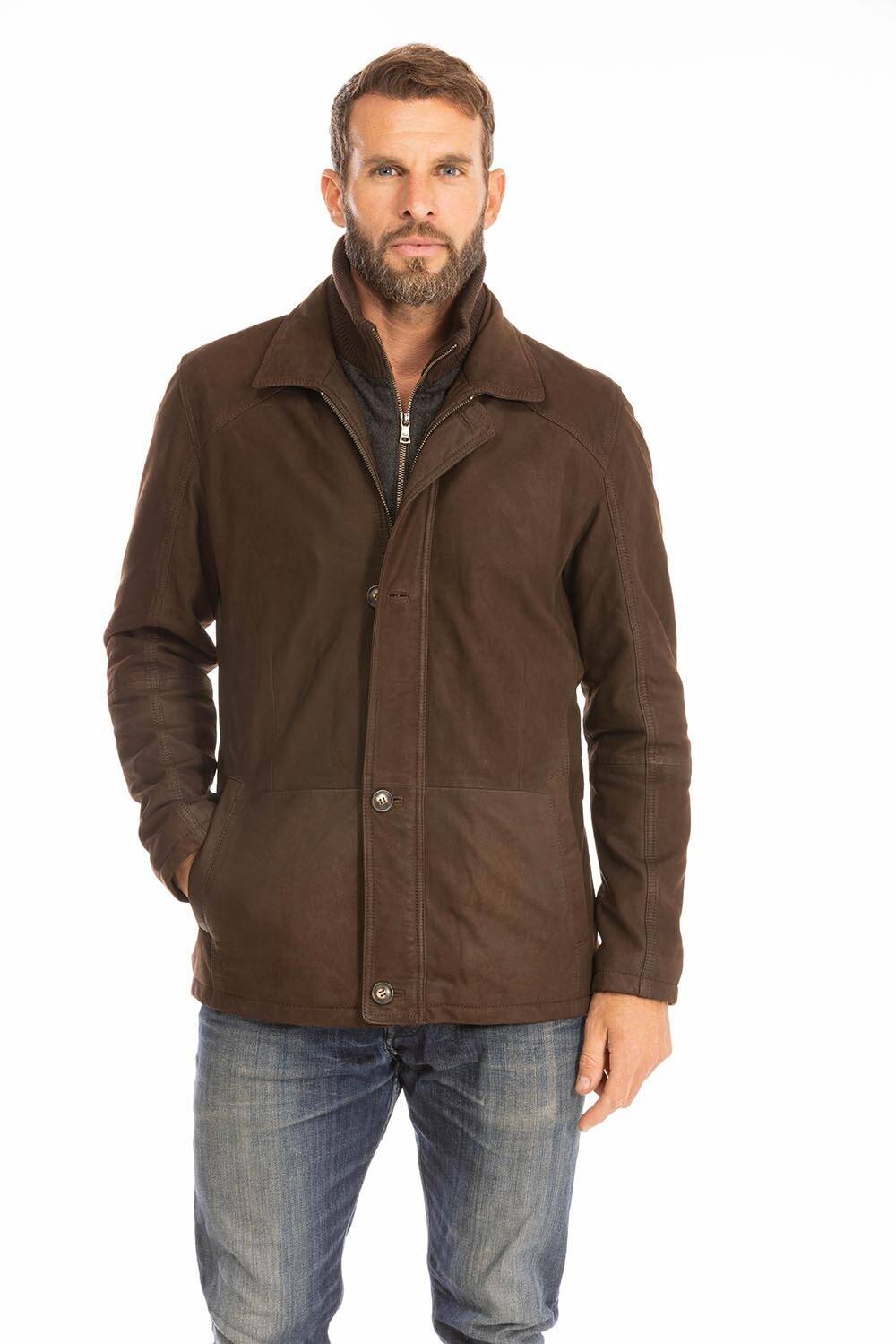 Veste cuir homme marron timber paris (1)